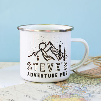 Personalised Adventure Travel Gift Enamel Mug, 2 of 5