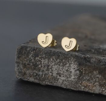 Heart Letter Initial Stainless Steel Stud Earring, 10 of 12