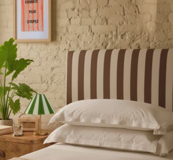 Hand Painted Upholstered Linen Headboard Stripe Print, 2 of 12