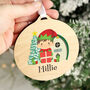 Personalised Elf Round Wooden Decoration, thumbnail 4 of 5