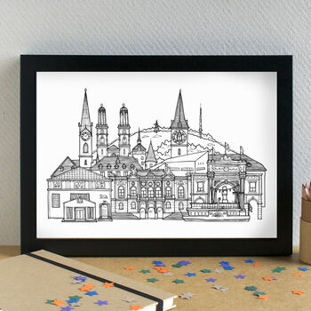 Zürich Skyline Travel Art Print Unframed, 3 of 6