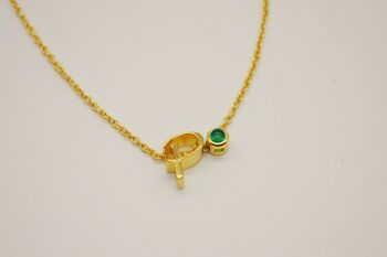 Initial Birthstone Pendant Necklace, 16' Gold Chain, 2 of 6