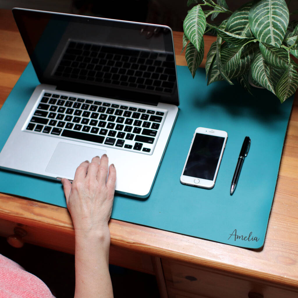 Personalised Name Premium Leather Laptop Mat By The British Belt