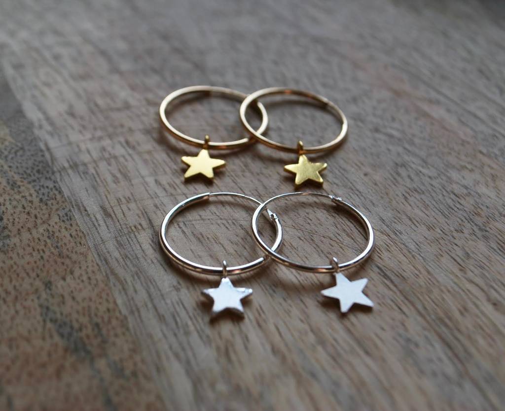 Small Star Hoop Earrings By Lily King