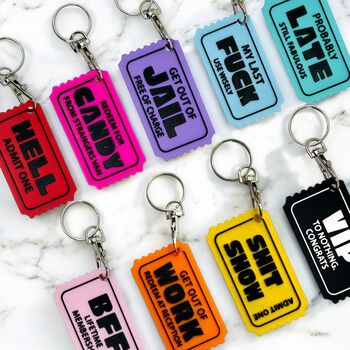 Arcade Ticket Funny And Offensive Novelty Keyrings, 2 of 10