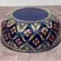 Hand Painted Stainless Steel Navy And Gold Patterned Serving Bowl, thumbnail 3 of 4