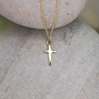 Mini Cross Necklace In 14ct Gold, 4 of 5