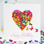 Birthday Butterfly Heart Red, Pink, Yellows Card, thumbnail 1 of 12