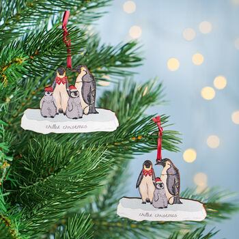 Personalised Penguin Family Christmas Decoration, 2 of 5