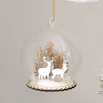 Reindeer Snowscape Dome Bauble, 2 of 2