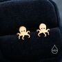 Sterling Silver Tiny Octopus Flat Back Earrings, thumbnail 4 of 12