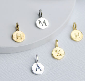 Sterling Silver Initial Letter Disc Charms, 2 of 3