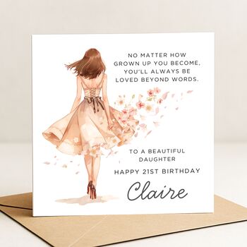 Personalised 21st Birthday Card For Daughter Floral Dress, 2 of 7