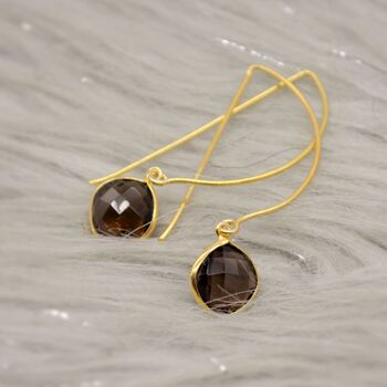 Smoky Quartz Gold Plated Sterling Silver Earrings, 6 of 6