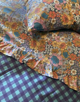 Vintage Floral Organic Cotton Double Frilled Sheet, 4 of 7