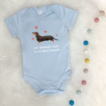Dachshund/Sausage Dog Sibling Personalised Babygrow, 6 of 8