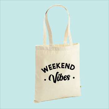 Weekend Vibes Premium Cotton Canvas Tote Bag, 4 of 8