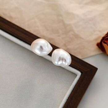 Fiji Ivory Silver Pearl Charm Stud Gift Earrings, 2 of 4