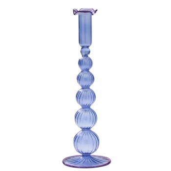 Ashley Blue And Lilac Piped Glass Candle Holder, 4 of 4