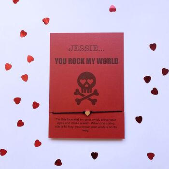 Personalised You Rock My World Card With Wish Bracelet, 3 of 8