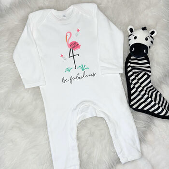 Flamingo Be Fabulous Jungle Babygrow, 6 of 7