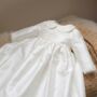Unisex Long Sleeved Silk Christening Gown | Paris, thumbnail 3 of 12