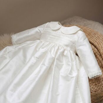 Unisex Long Sleeved Silk Christening Gown | Paris, 3 of 12