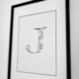 'Letter J' Linear Illustration Print, thumbnail 5 of 7