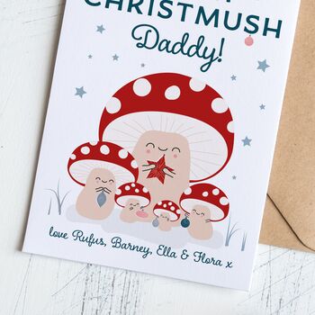 Daddy Christmas Card With Cute Toadstools, 4 of 4