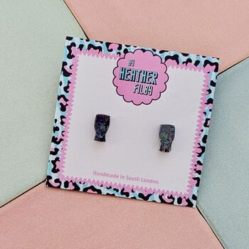 Beer Pint Glass Glitter Resin Stud Earrings, 3 of 4