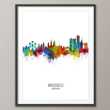 Brussels Skyline Portrait Print And Box Canvas, 3 of 5