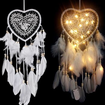 Pink Heart Shaped Dream Catcher With Lights, 5 of 7