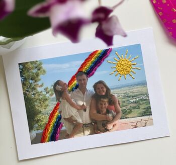 Framed Embroidered Rainbow/ Sun Doodle Family Photo, 8 of 11