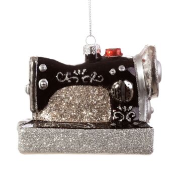 Sparkly Retro Sewing Machine Shaped Bauble, 5 of 6