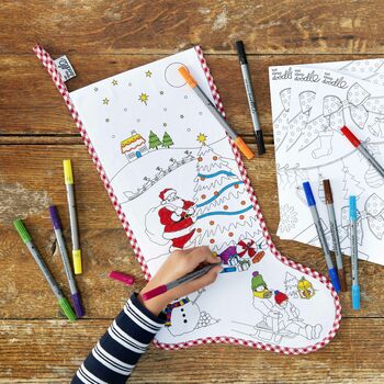 Colour In Christmas Stocking Kit + 10 Pens, 5 of 8
