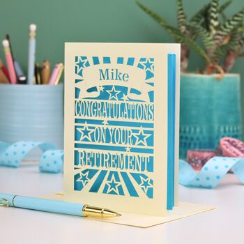Personalised Papercut Retirement Card | Stars Design, 4 of 6