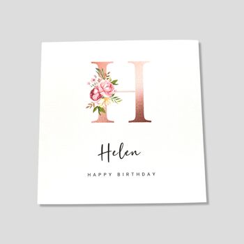 Personalised Birthday Card Initial Name Pink, 2 of 4