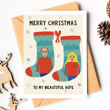 Personalised Couple Christmas Stocking Card, 4 of 4