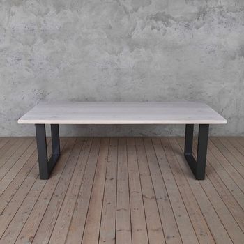Holborn White U Shaped Legs Solid Oak Dining Table, 2 of 4
