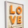 Love Is Love Orange / Wooden Wall Art, thumbnail 4 of 6