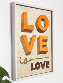 Love Is Love Orange / Wooden Wall Art, 4 of 6