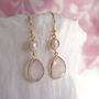 Gold Vermeil Pearl And Rose Quartz Drop Earrings, thumbnail 2 of 5