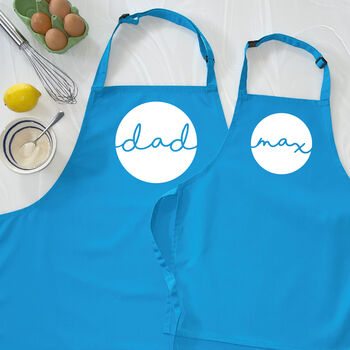 Personalised Father And Child Circle Design Apron Set, 7 of 9