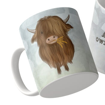 Scottish Highland Cow Personalised Mug, 4 of 4