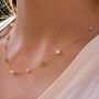 Dainty Peridot Zircon Pearl Chain Necklace, thumbnail 1 of 12