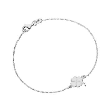 Sterling Silver Four Leaf Clover Seven Inch Bracelet, 2 of 3
