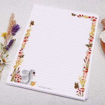 A4 Letter Writing Paper With Floral Poppy And Swan, 3 of 4