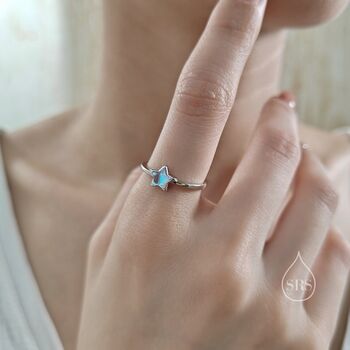 Sterling Silver Moonstone Star Ring, 3 of 10