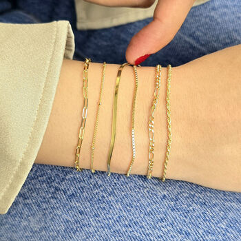 Gold Plated Everyday Minimalist Box Chain Bracelet, 3 of 4