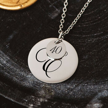 40th Birthday Gift For Her Engraved Personalised Disc Necklace, 3 of 4